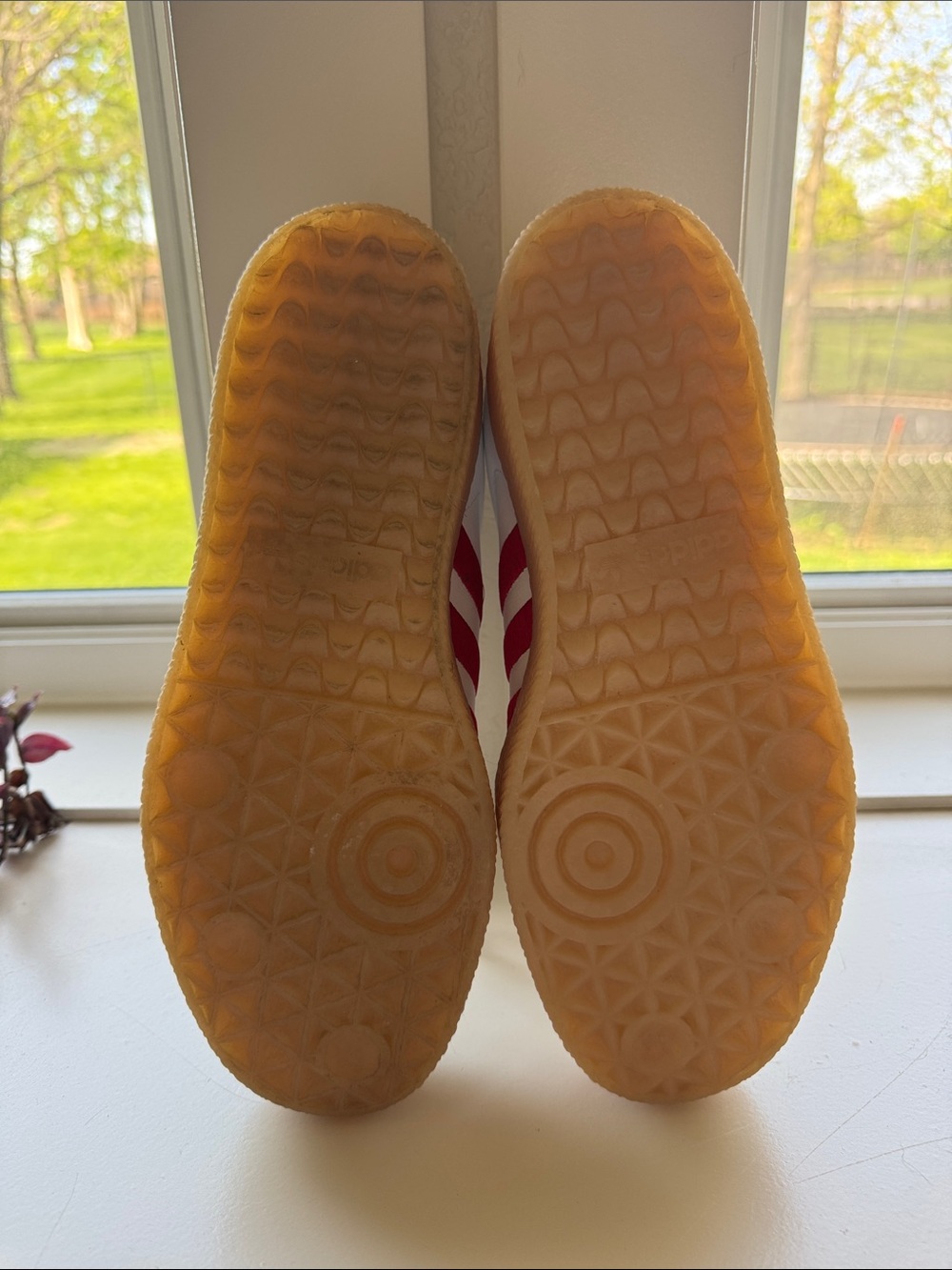 adidas Sambae White Sneakers with Red Stripes and Gum Sole - Picture 6 of 7